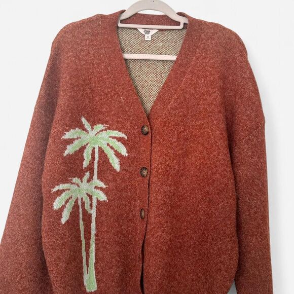 Ascot & Hart Palm Graphic Rust Cardigan – Indie Coastal Cowgirl Knit (M) 🌴 - Picture 3 of 7